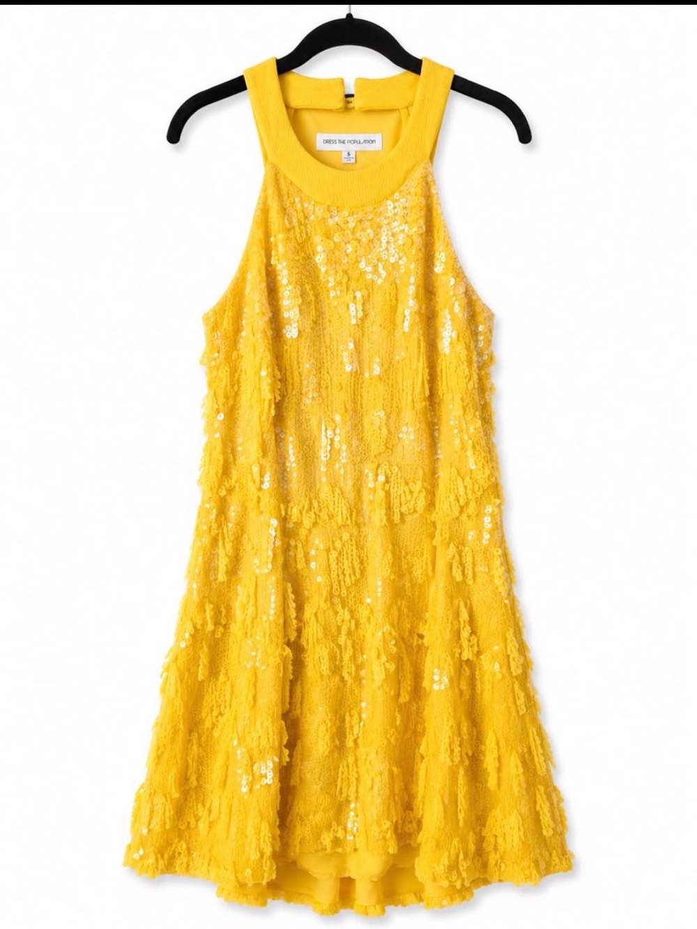Yellow Sequin Tiered Party Dress never worn